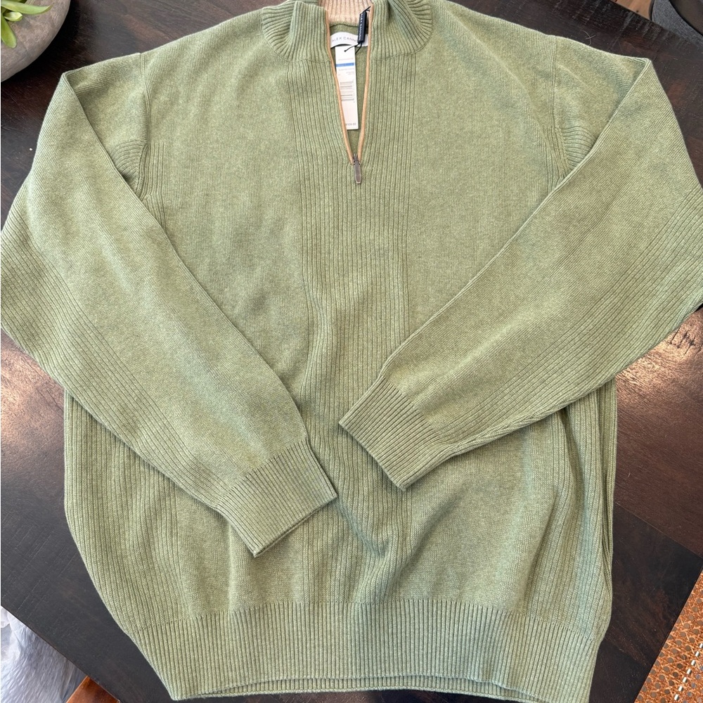 Olive Green Zip-Up Sweater for Men